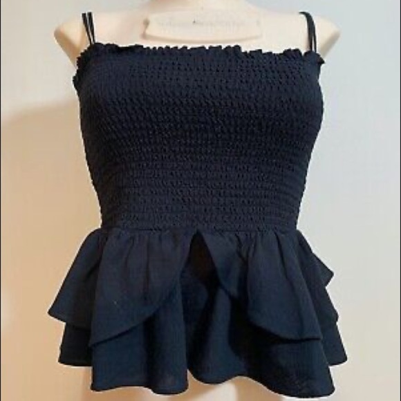 New Zara Cropped top Black Ruffle - Picture 3 of 3